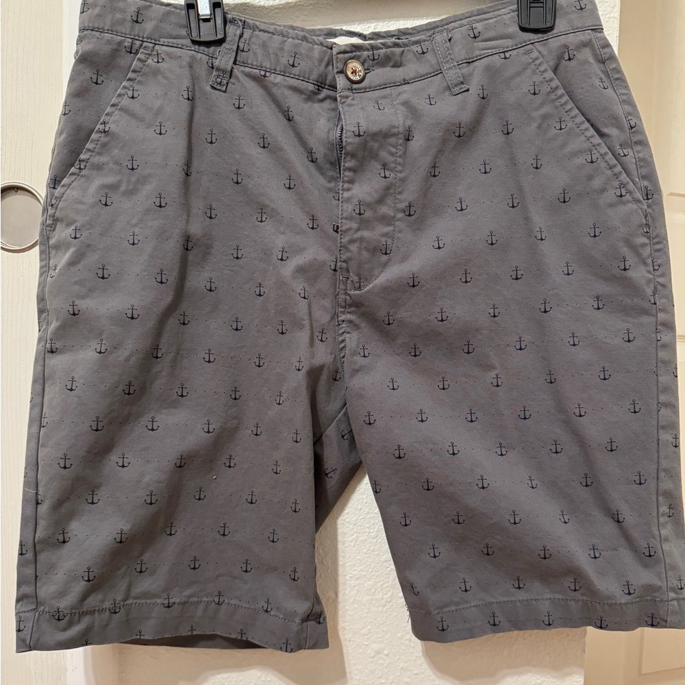 Hudson & Barrow Charcoal Gray Anchor Print Men's Shorts